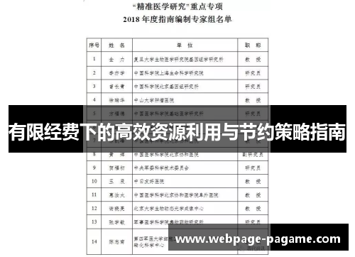 有限经费下的高效资源利用与节约策略指南 有限经费下的高效资源利用与节约策略指南