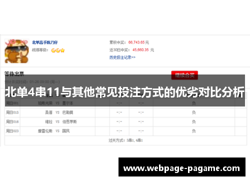 北单4串11与其他常见投注方式的优劣对比分析 北单4串11与其他常见投注方式的优劣对比分析
